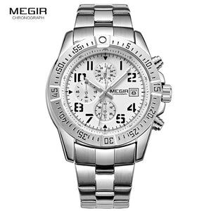 Megir Mens Chronograph Stainless Steel Quartz Watches