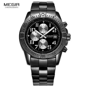 Megir Mens Chronograph Stainless Steel Quartz Watches