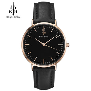 KING HOON Brand Leather Analog Quartz Watch Men