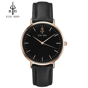 KING HOON Brand Leather Analog Quartz Watch Men