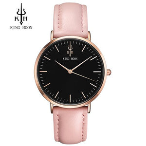 KING HOON Brand Leather Analog Quartz Watch Men