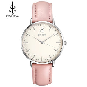 KING HOON Brand Leather Analog Quartz Watch Men