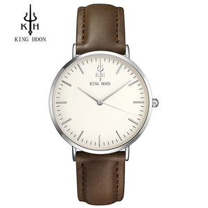 KING HOON Brand Leather Analog Quartz Watch Men