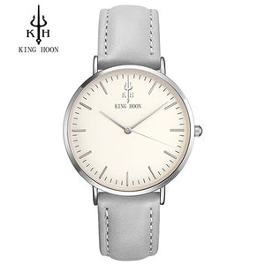 KING HOON Brand Leather Analog Quartz Watch Men