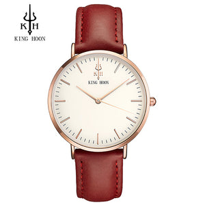 KING HOON Brand Leather Analog Quartz Watch Men