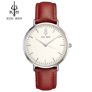 KING HOON Brand Leather Analog Quartz Watch Men