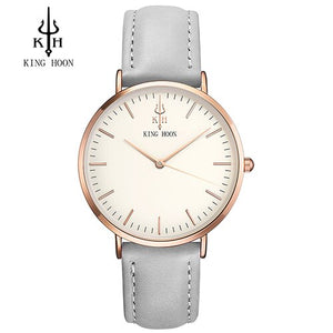 KING HOON Brand Leather Analog Quartz Watch Men