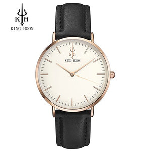 KING HOON Brand Leather Analog Quartz Watch Men