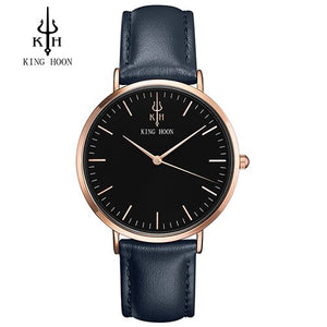 KING HOON Brand Leather Analog Quartz Watch Men