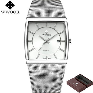 WWOOR Men Watches  Luxury Square Clock